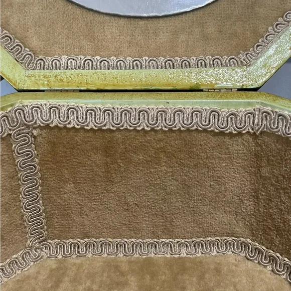 Floral Building Scenic Wood Box Purse Bag Pink Orange Green Vintage 60s 70s - Picture 7 of 8